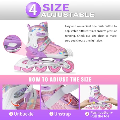 Image of Nattork Blade Roller Skates for Boys with Light Up Wheel, Outdoor & Indoor Illuminating Black Inline Skates for Boys Little Kids Toddler Ages 5-8 4 5 6, Beginners