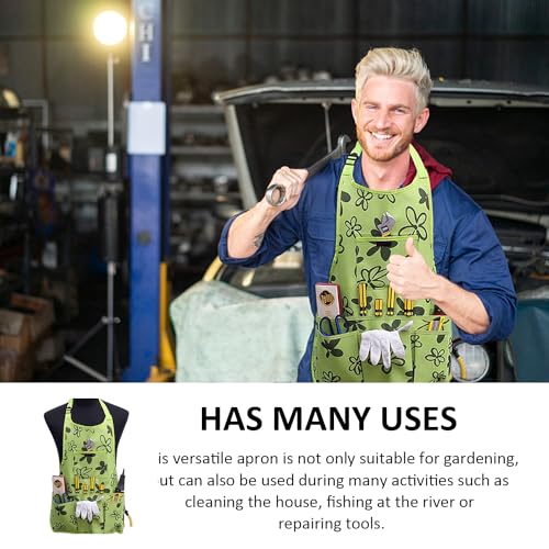 HDGSAFD 1 Stück Werkzeugschürze, Gartengeräte, Gartenschürze, Gartenschürze mit Taschen, Oxford-Stoff-Gartenschürze, verstellbare Schürze für Gartenarbeit, Hausreinigung, Angeln (grün)