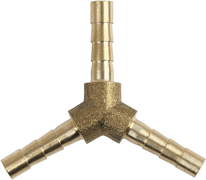 X AUTOHAUX 5mm Brass Hose Barb Fitting Y-Shaped 3 Way Connector for Air Water Gas Oil Pipe