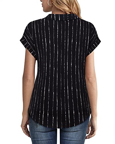 Timeson Women's Short Sleeve Chiffon Blouses for Office Work Business Attire Collared Shirts4