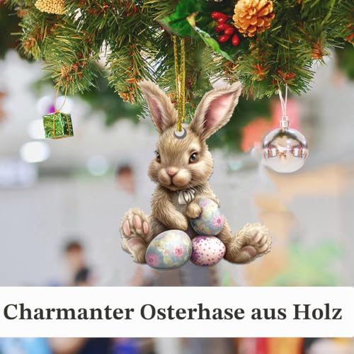 BSITSSS 12 Stück Osteranhänger, Osterhasen Anhänger Deko zum Aufhängen 12 Stil, Ostereier und Hasen Osterdekoration mit Schnur für Frühling Ostern Deko Hängend DIY