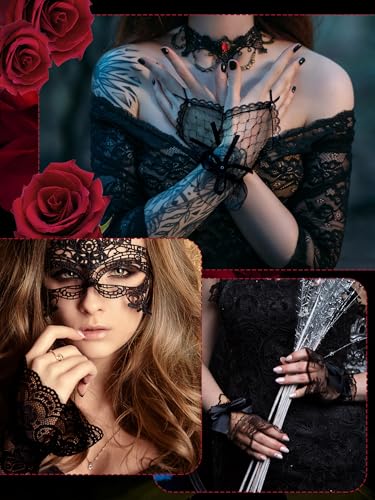 3 Pairs Women's Lace Cuffs Gloves Short Fingerless Bridal Wrist Gloves Opera Evening Wedding Tea Party Prom Cosplay2