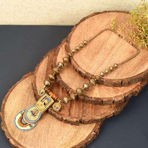 Image of Handcrafted Tribal Dhokra & Floral Charm Necklace Collection | Artisan Brass, Glass & Contemporary Statement Necklaces for Women | Ethnic, Elegant & Artistic Jewelry