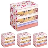 アストロ 布団収納ケース 毛布 軽寝具用 3枚組 通気性の良い不織布がホコリなどの汚れをガード 中身の見える透明窓付き ふとん収納 布団袋 収納ボックス 収納袋 引っ越し クローゼット 押し入れ ホワイト 花柄 618-92 (× 4)