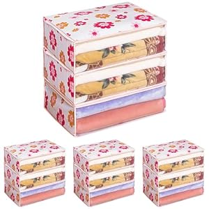 アストロ 布団収納ケース 毛布 軽寝具用 3枚組 通気性の良い不織布がホコリなどの汚れをガード 中身の見える透明窓付き ふとん収納 布団袋 収納ボックス 収納袋 引っ越し クローゼット 押し入れ ホワイト 花柄 618-92 (× 4)