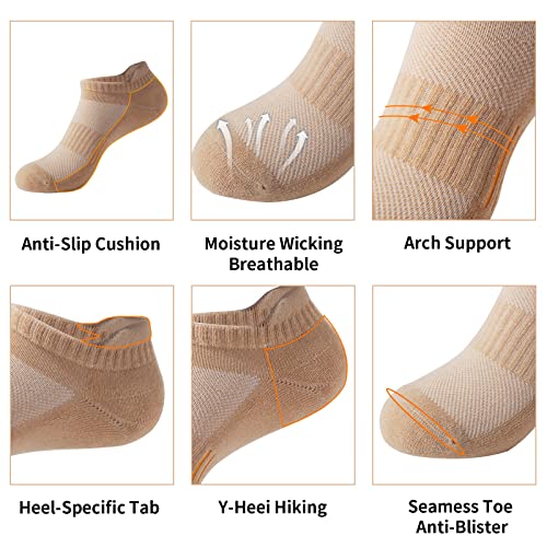 Image of BUDERMMY Running Ankle Socks for Women Athletic Cotton Cushioned 5-6 Pairs Workout No Show Socks Women