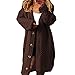 Womens Long Cardigan Chunky Cable Knit Fall Sweaters Lightweight Button Up Open Front Cardigans Oversized Coats Pocket