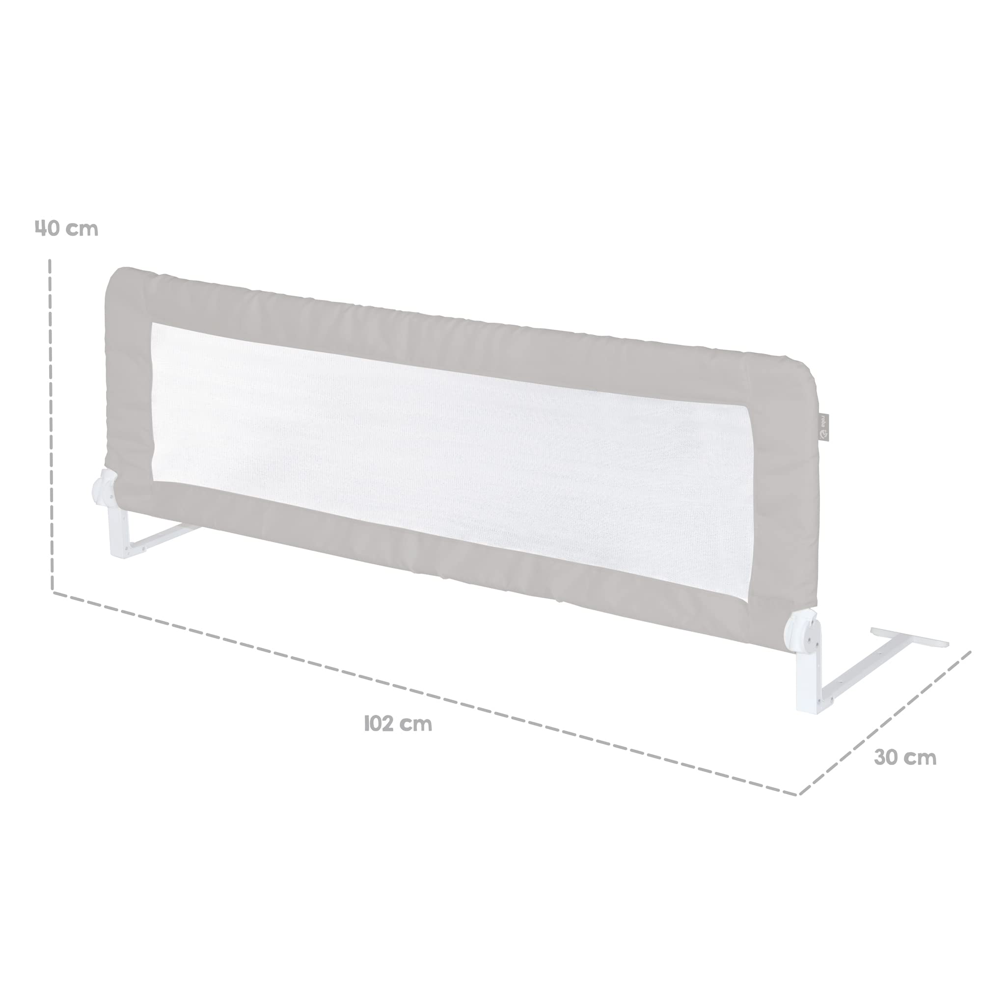 roba Barrière de Lit Enfant et Bébé Klipp-Klapp Inclinable et Antichute - Barre de Lit Rabattable - Longueur 100 cm - Hauteur 51 cm - Gris