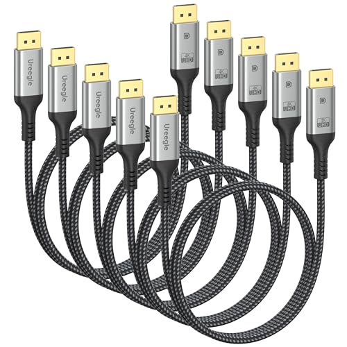 Image of DisplayPort 1.2 Cable 3.3FT, 21.6Gbps, Supports 4K@60Hz, 2K@165Hz [5 Pack] | DP Cable HDR, HDCP & DSC, Gold-Plated Connectors, DP to DP Cables for Monitors, PCs, Laptops & Gaming Setups