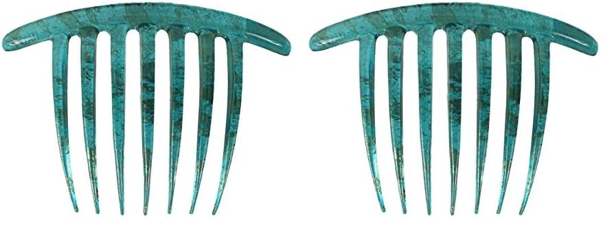 Caravan French Twist Comb Hand Painted in Turquoise and Gold Vine (Pack of 2)