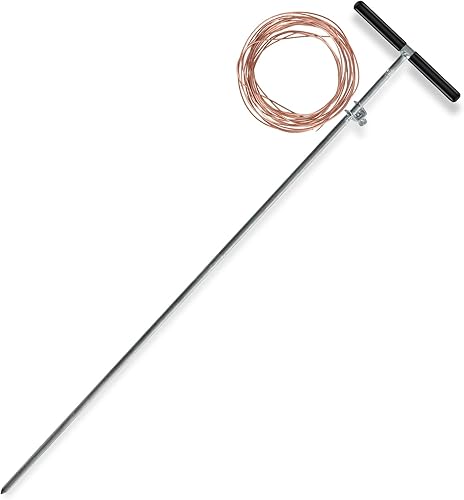 Sonda de suelo 2 en 1 y varilla de tierra con abrazadera de cable de tierra, ideal para valla eléctrica, energizadores, herramientas de