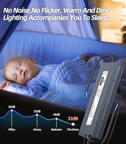 Image of Dimmable LED Driver, 12V 80W Triac Dimmable Power Supply, AC to DC Low Voltage Transformer, Compatible with Lutron and Leviton Dimmers, Waterproof IP67,Smooth Flicker Free Dimming for LED Strip Lights