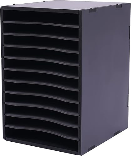 Clasificador vertical de escritorio con 11 ranuras, organizador de archivos vertical, organizador de documentos de PVC con 11 compartimentos