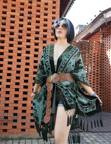 Image of MJ SERECA Women's Casual Long Velvet Kimono