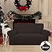Easy-Going Stretch Loveseat Slipcover 1-Piece Sofa Cover Furniture Protector Couch Soft with Elastic Bottom for Kids Polyester Spandex Jacquard Fabric Small Checks (Loveseat, Chocolate)