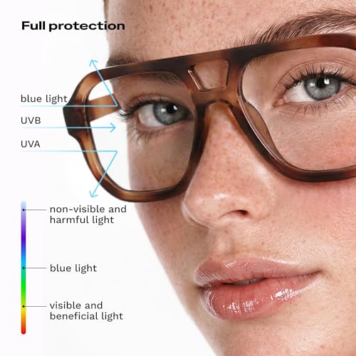 Image of livho Retro Aviator Blue Light Blocking Glasses for Women Men with Soft Case, Trendy Rectangle Computer Eyeglasses