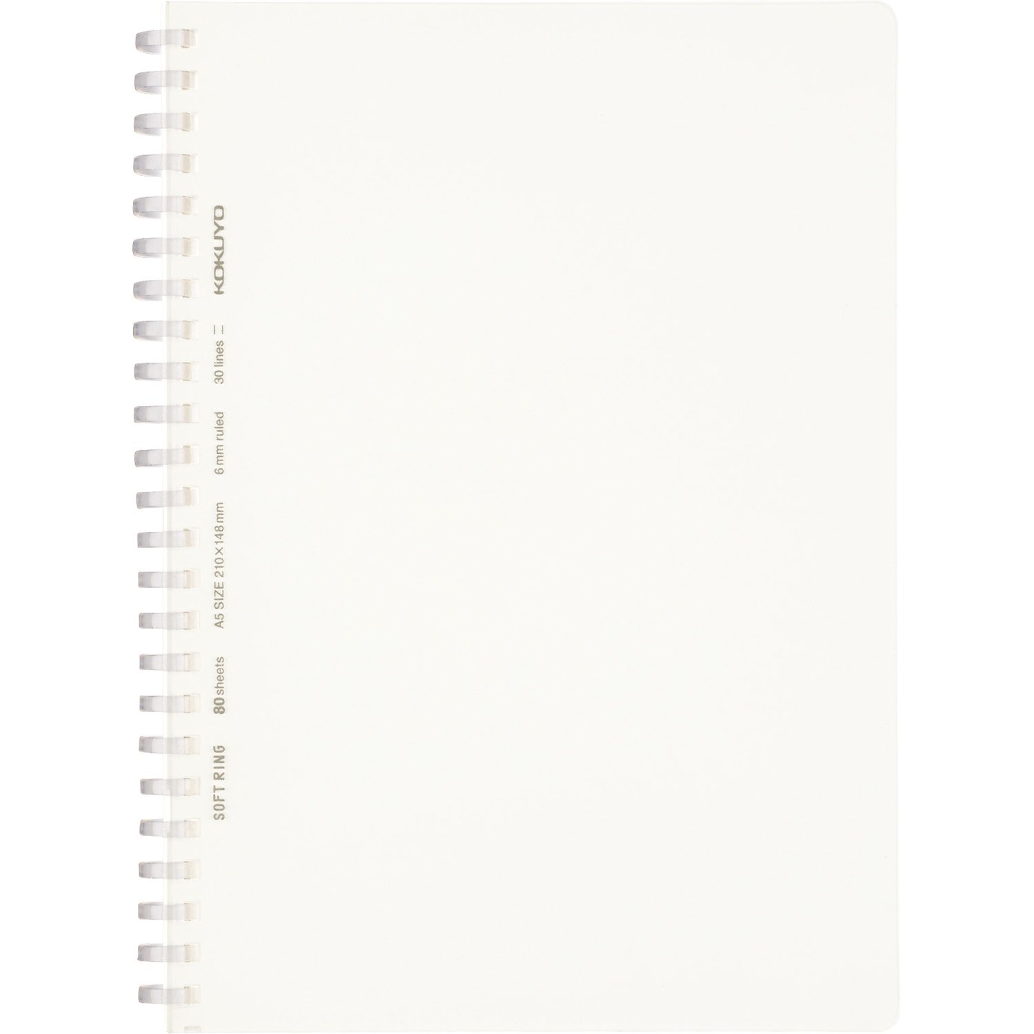 Kokuyo SV538B-T Notebook, Soft Ring Notebook, Clear, 80 Sheets, A5, B Ruled, Transparent