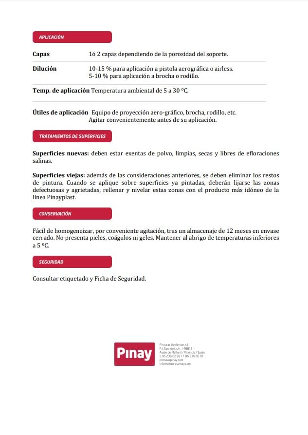 SELLADORA PINAY - Imprimación selladora de uso general para soportes porosos como yeso y madera nueva. (BLANCO - 15 L)