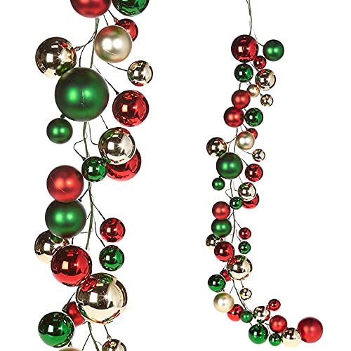 RAZ Imports Raz 4' Red, Green, and Silver Ball Christmas Garland G3832768