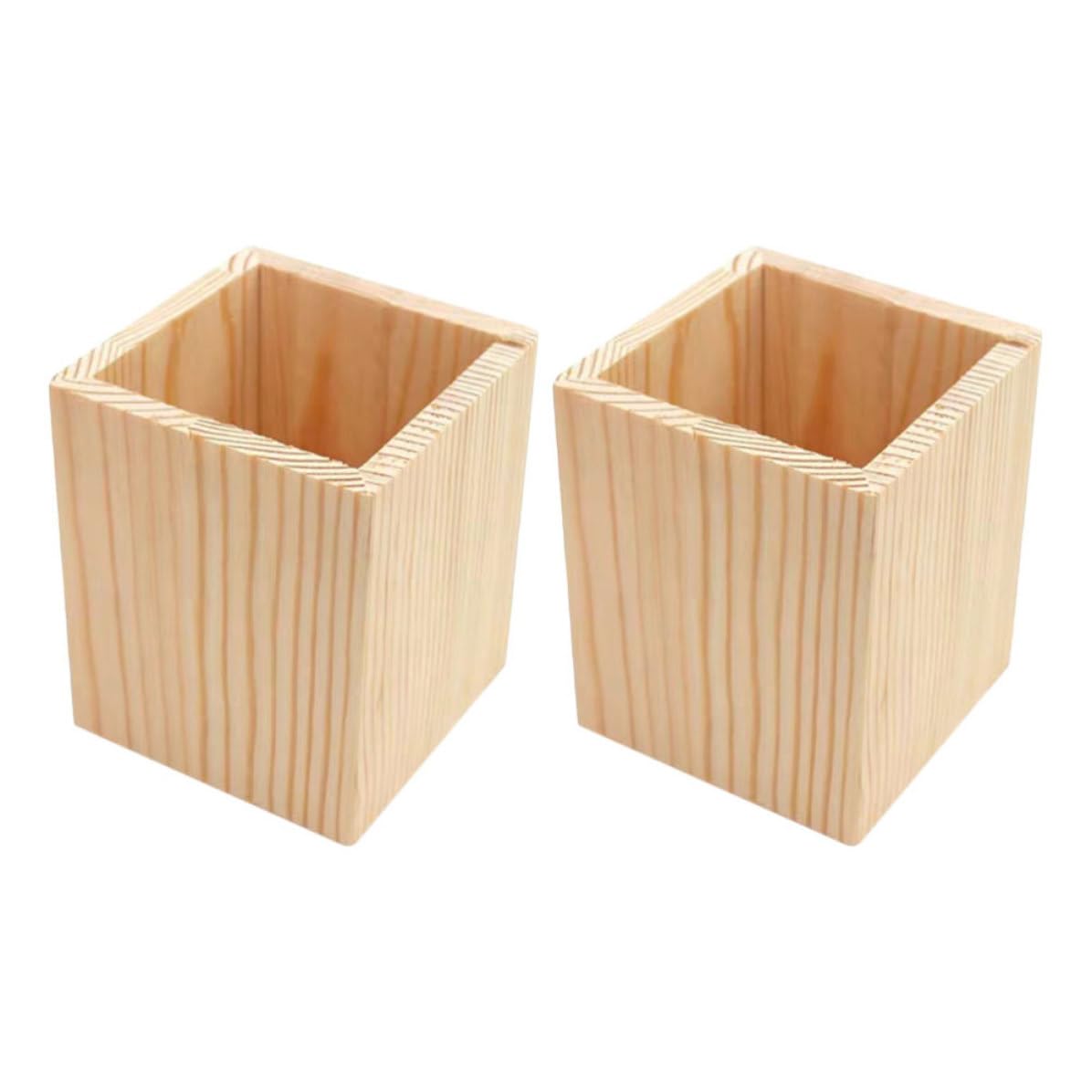 Garneck 8 Piezas Portalápices de Madera Geométrico para Escritorio,
