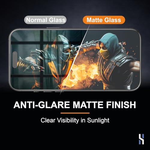Image of Matte Tempered Glass for iPhone 16 Pro (6.3 Inch) Military Grade 9H Screen Guard, Anti-Scratch, Shatterproof, Edge-to-Edge Full Coverage - Black Border