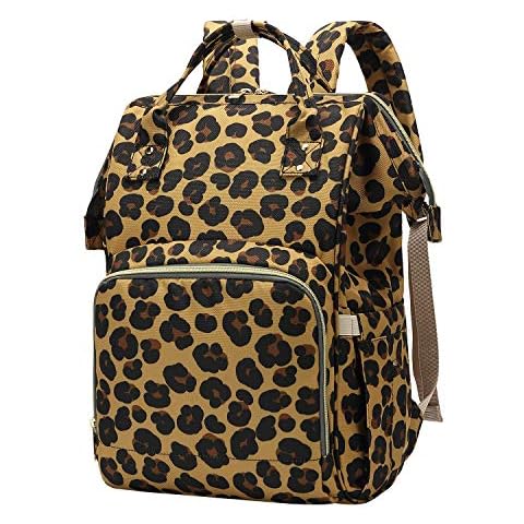 Harajuku Style Print Diaper Bag Backpack Maternity Changing Bag Backpacks for Mom Dad (Leopard) Cover