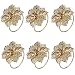 Derker Alloy Napkin Rings with Delicately Hollow out Flower Wedding Banquet Dinner Decor Favor，Pack of 6（Gold）