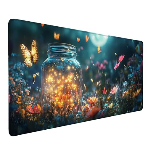 Tapis de souris bureau XXL fleurs tapis noir grand format pour informatique