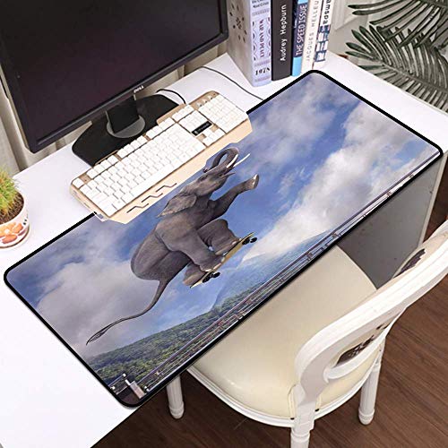 Gaming Mauspat, große Maus Matte Elephant Himmels idyllische Tour Herde Elefanten Baden Dschungel River Sri Natur Sunrise Design B, Genähte Kanten