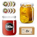 Robuste : les bocaux de conservation de 540 ml sont fabriqués en verre épais. Les bocaux avec couvercles sont résistants aux températures élevées, ce qui les rend parfaits pour la cuisson.