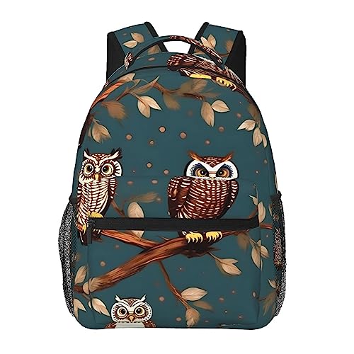 YQxwJL Zaino per laptop con stampa pinguini sull'iceberg elegante borsa per libri università zaino da viaggio borsa da lavoro da lavoro per uomo donna, Gufi sui rami degli alberi, One Size