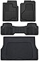 Motor Trend All Weather Semi-Custom Fit Heavy Duty Rubber Floor Mats for Auto Car Truck Van SUV (2 Front, 1 Rear Liner & Trunk Cargo Mat)