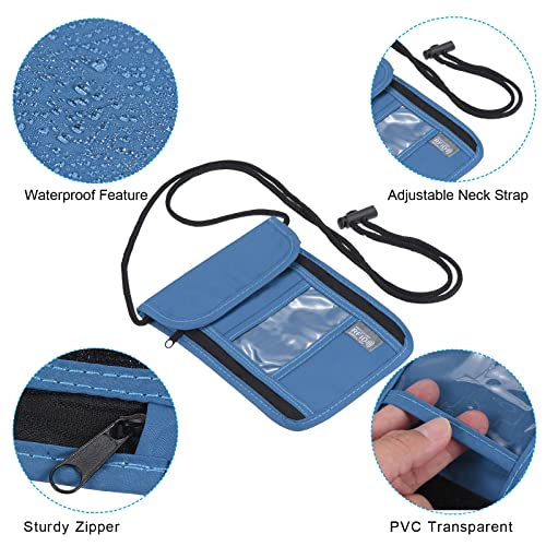 Image of PATIKIL Neck Wallet, 2 Pack Passport Holder RFID Waterproof Travel Wallet Neck Pouch with Adjustable Strap for Women & Men, Dark Blue