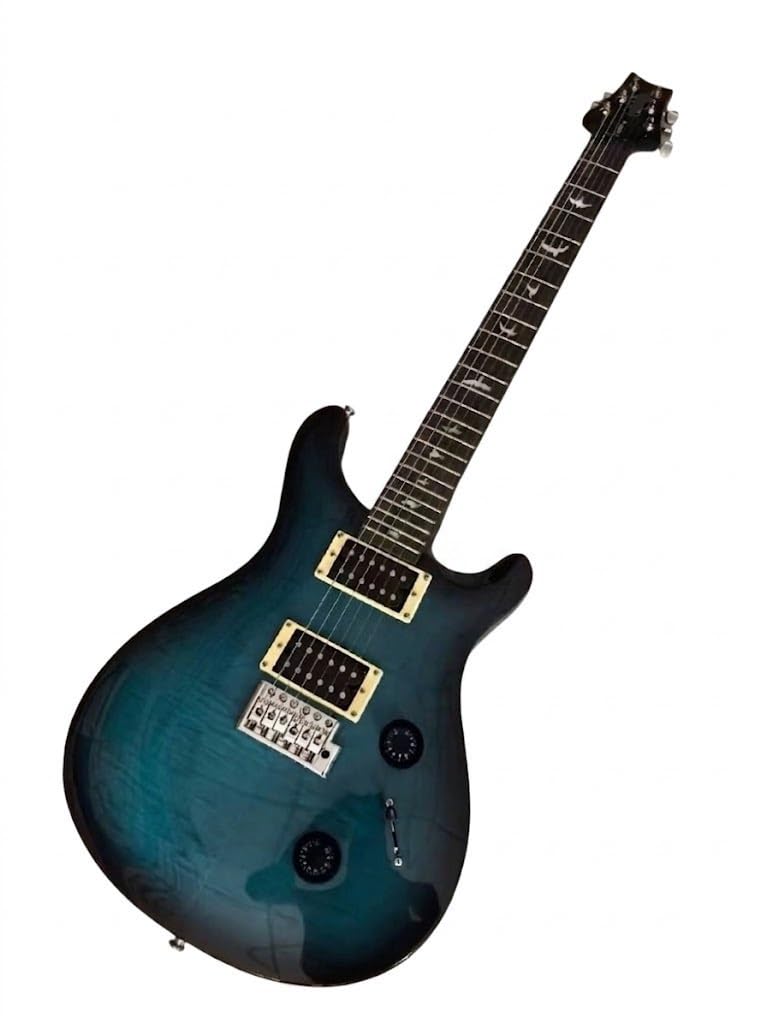 39-calowe gitary elektryczne typu Solid Body dla początkujących i dorosłych, gitara elektryczna Flamed Blue Burst z przetwornikami HH, wkładkami Bird mostkiem Tremolo, idealna do rocka ćwiczeń