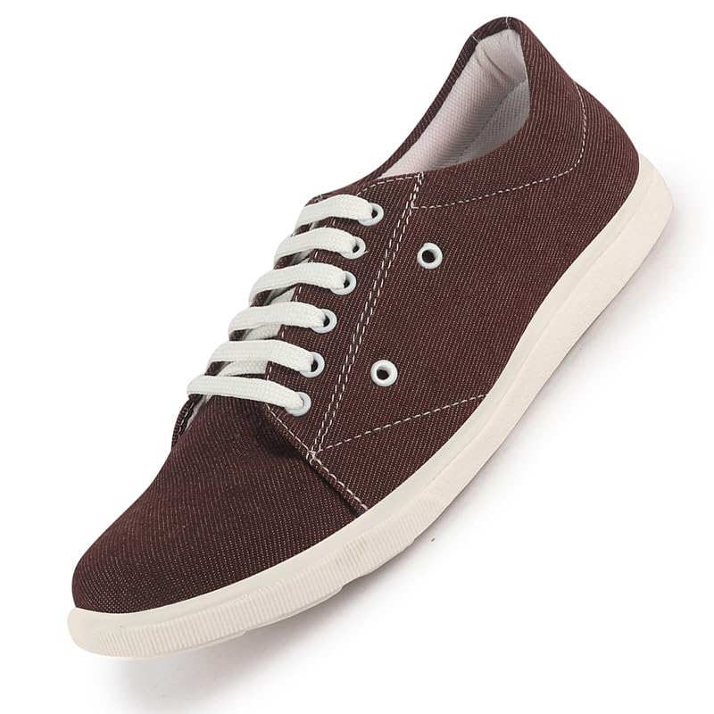 Image of FAUSTO Men Casual Classic Canvas /Fabric Sneaker Shoe | Lightweight Comfort Insole | Everyday 6-Eye Lace Up Shoes with Anti Skid TPR Sole