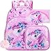 UFNDC 3PCS Unicorn Backpack for Girls, 16â€Kids Sequin Bookbag with Lunch Box, School Bag for Elementary Toddler