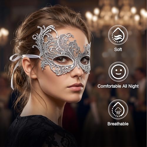 Image of Exlinonline Lace Masquerade Mask Elastic,Fit for Adult,Soft Gentle Material,Specially For Costume,Thememed Party