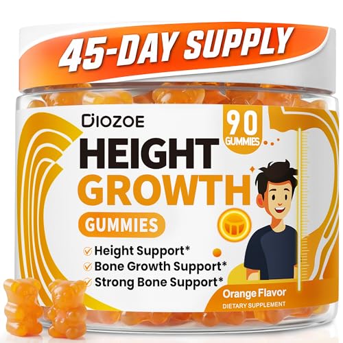 Diozoe Height Growth Gummies (90 Count) Calcium 300mg Magnesium Glycinate 50mg Zinc Ashwagandha Vitamin D3 K2 Height Support Multivitamin Bone Strength and Growth Supplement for Teens Adults