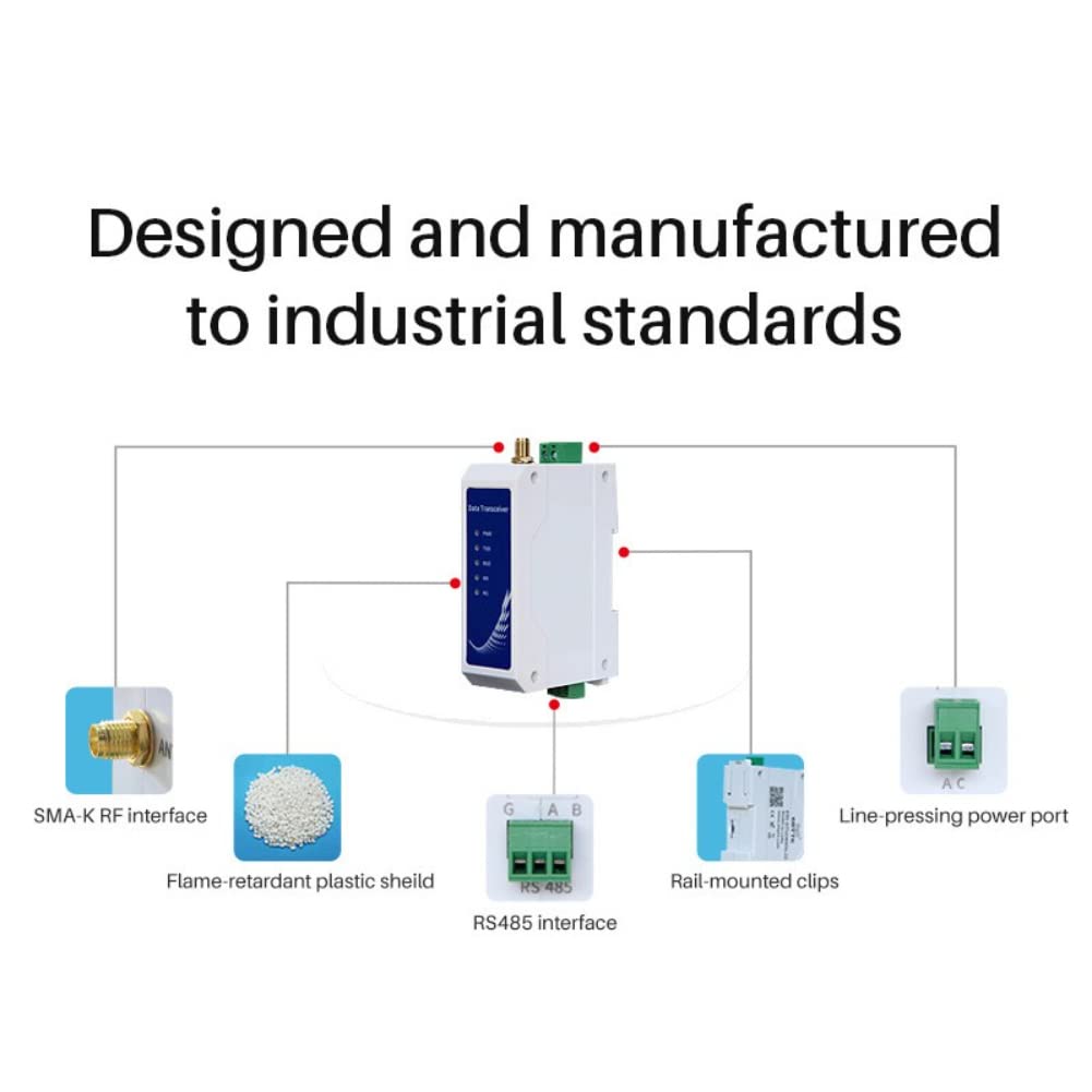 LoRa RS485 Modem Wireless Data Transmission Station Half Duplex 20dBm Long Distance 3KM 433MHz Din-Rail LoRa Relay LBT E95-DTU(433L20-485)-V8