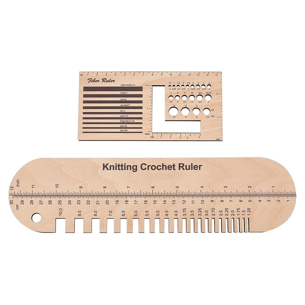 IJSDNVJNDX Yarn Measuring Tools for Spinners 2Pcs Wooden Sock Knitting Rulers Gauge Knitting Calculator Multi-Functional