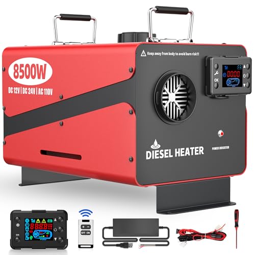Aoteda 8500W Diesel Heater, 12V/24V/110V All-in-One Portable Parking Space Heater with Remote & LCD Monitor Control, Quick Warm-up Low Noise for RV, Trailer, Van, Truck, Boat, Garage, Tent,Home