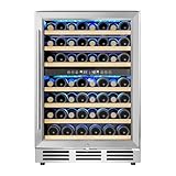 EUHOMY 24 Inch Wine Cooler Refrigerator 54 Bottl-Dual Zone, Built-in or Freestanding Wine Fridge with Glass Door, Wine Refrigerator for Home Bar Kitchen