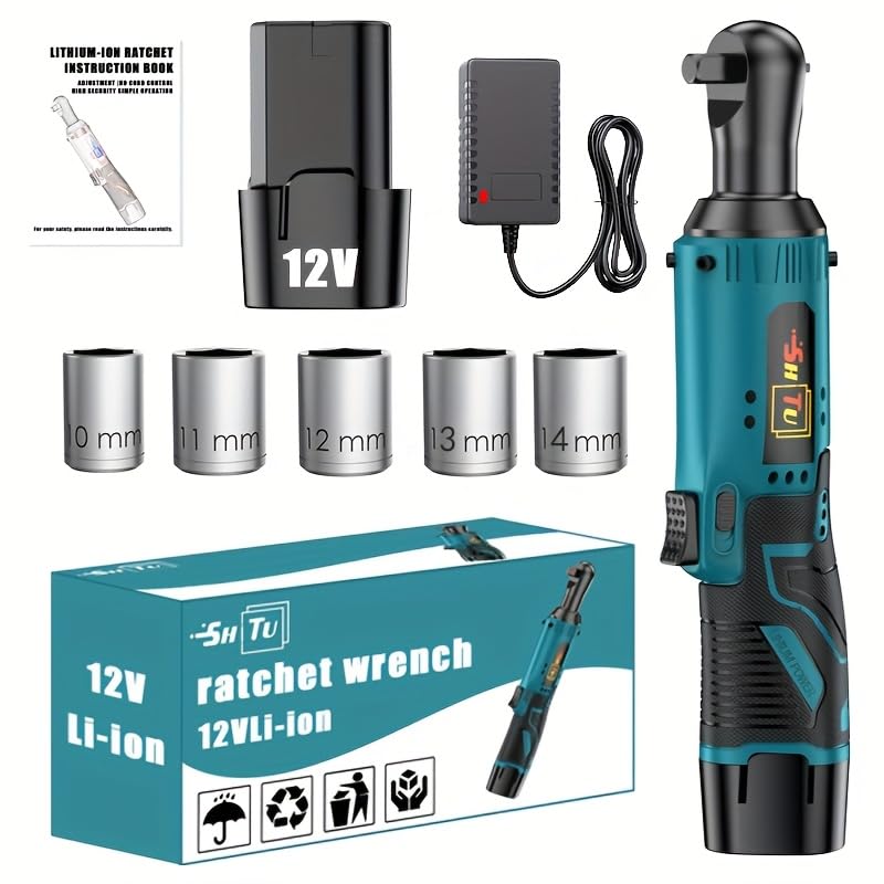 Wireless electric ratchet wrench set, brushless electric ratchet wrench, suitable for home and car repairs, a holiday gift for men, optional. (Battery 1)
