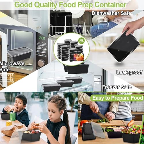 Image of Disposable Rectangle Containers for Food - 750ml Food Packing Box with Lid | Microwave & Fridge Safe Parcel Box | Pack of 25 Use & Throw Boxes for Storage