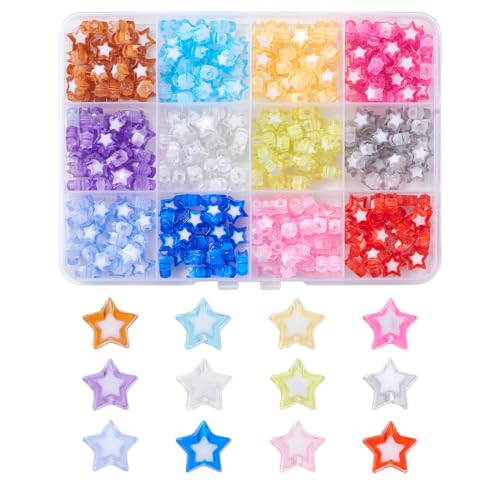 UR URLIFEHALL 300 Pcs 12 Colours Acrylic Star Beads Five Pointed Star Shaped Loose Beads for DIY Jewellery Making Crafts Home Gift Decor