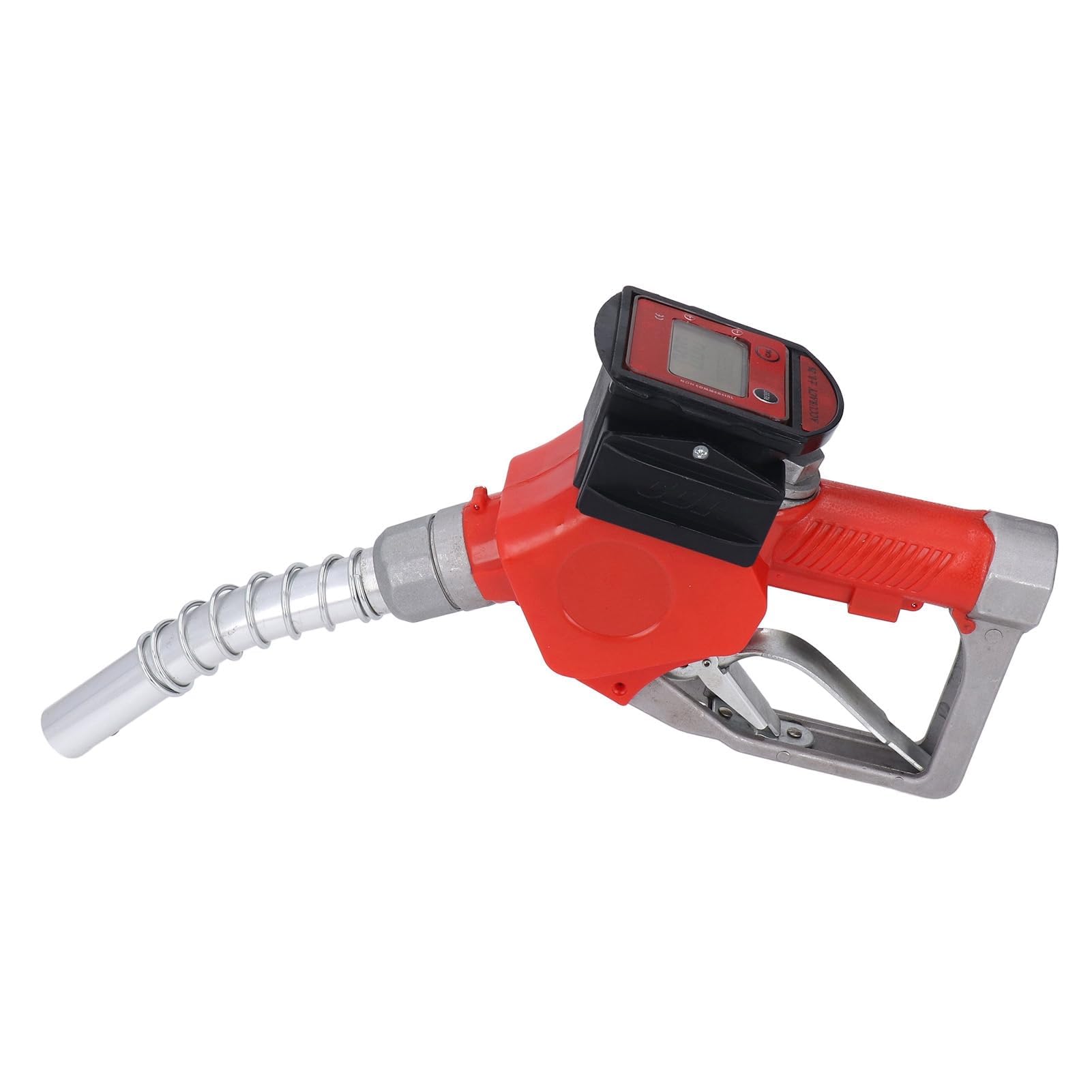 1in BSP Automatische Betankungsdüse K28 10-60 L/min Aluminiumlegierung Digitaler Durchflussmesser Benzin Zapfpistole 3-stellige Digitalanzeige Rot