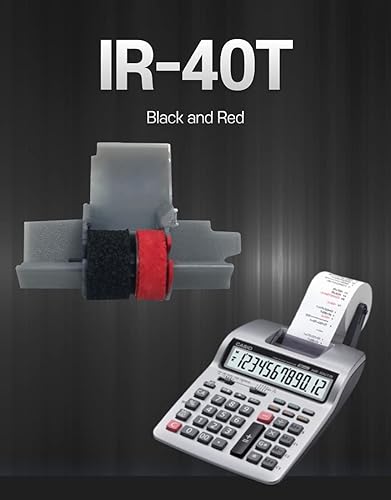 Miniatura 4 de IR-40T - Rodillo de tinta, negro y rojo, compatible con calculadora Canon P23-DH V, Casio HR-100TM, HR-150TM (paquete de 6)
