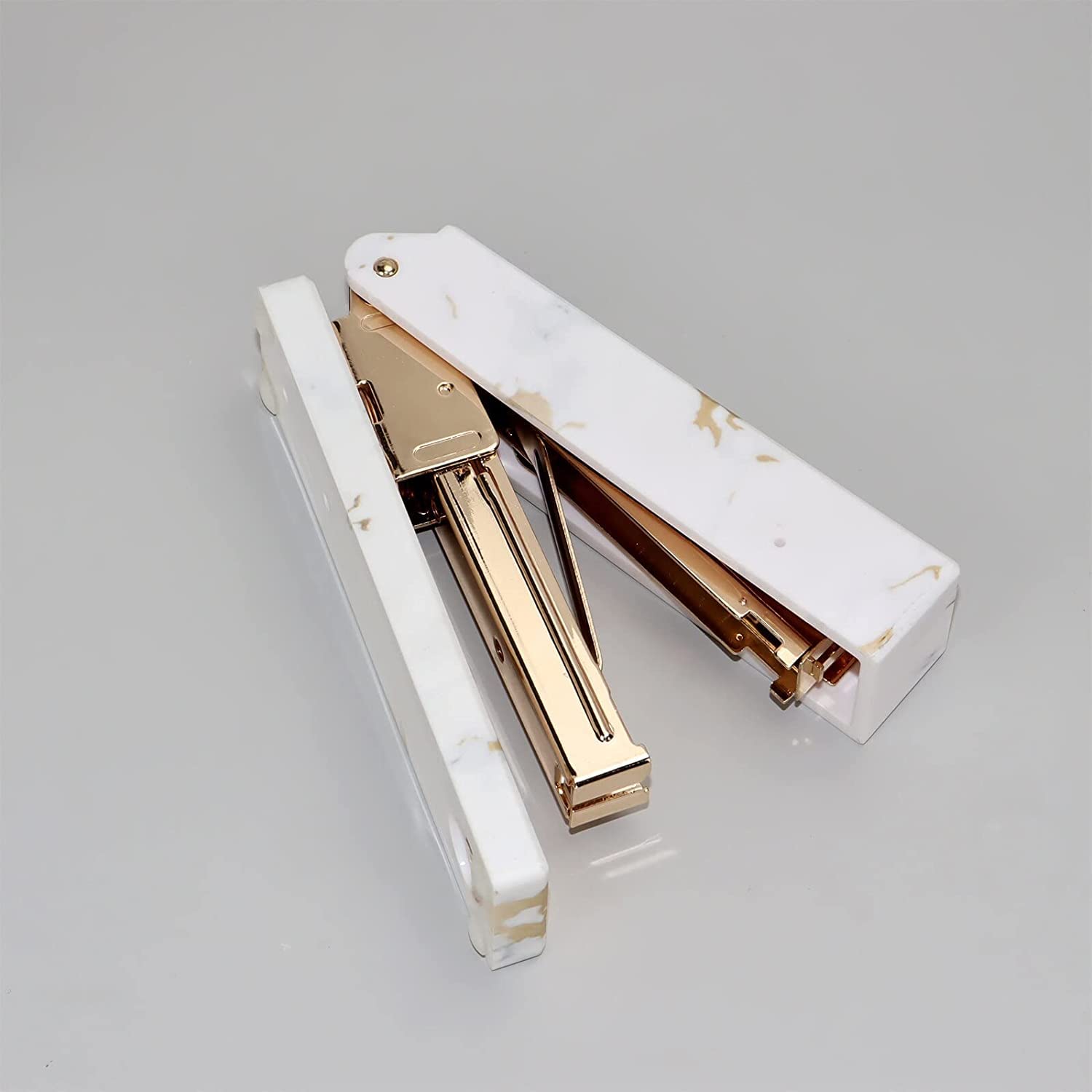 fhda Grapadoras de Escritorio de mármol, Grapadora práctica de Alta Gama de Oro Rosa, Grapadora de Escritorio para Oficina, hogar, Escuela