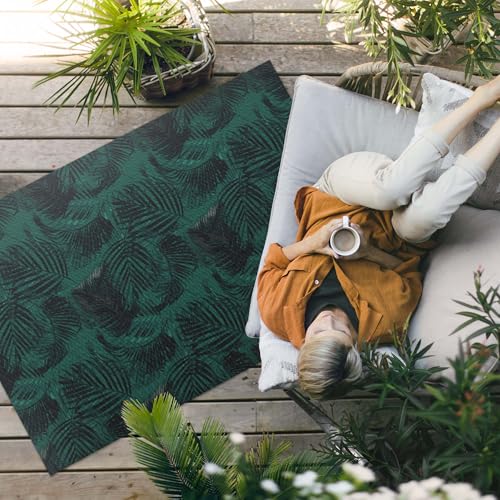 Tapis d'extérieur rectangle feuilles tropicales 60x90 cm en PVC - 3