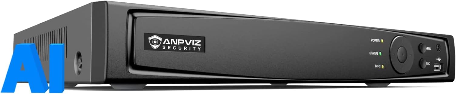 Anpviz AI 12MP 8CH POE NVR 12MP/8MP/6MP/5MP/4MP/3MP/1080P Smart AI POE Network Video Recorder - Supports up to 8 x 12MP POE Cameras, 8-Channel Power Over Ethernet Not Included HDD